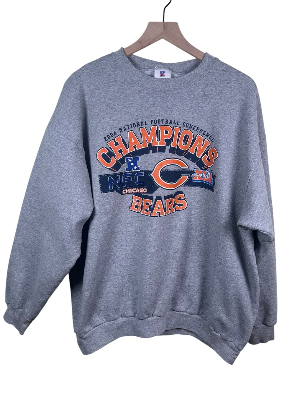 NFL CHICAGO BEARS Sweatshirt Gray Men 2XL 2006 NFC Champions Super Bowl XLI VTG